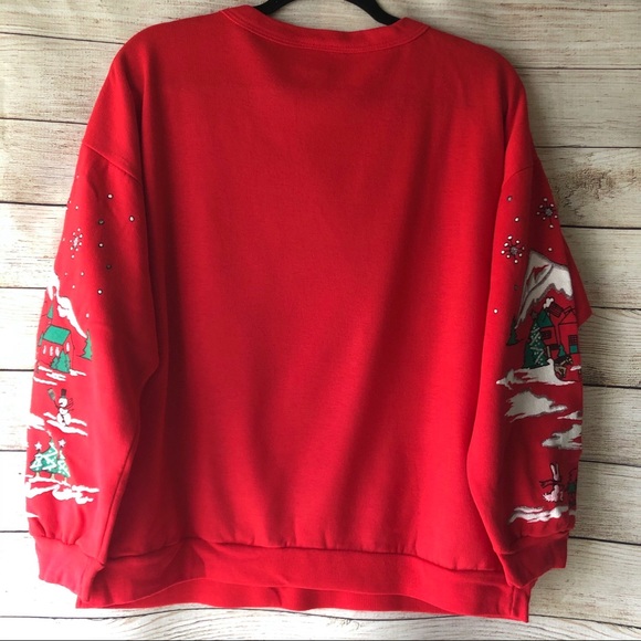 Vintage 1990 Christmas Puffy Glitter Sweatshirt - Picture 5 of 5